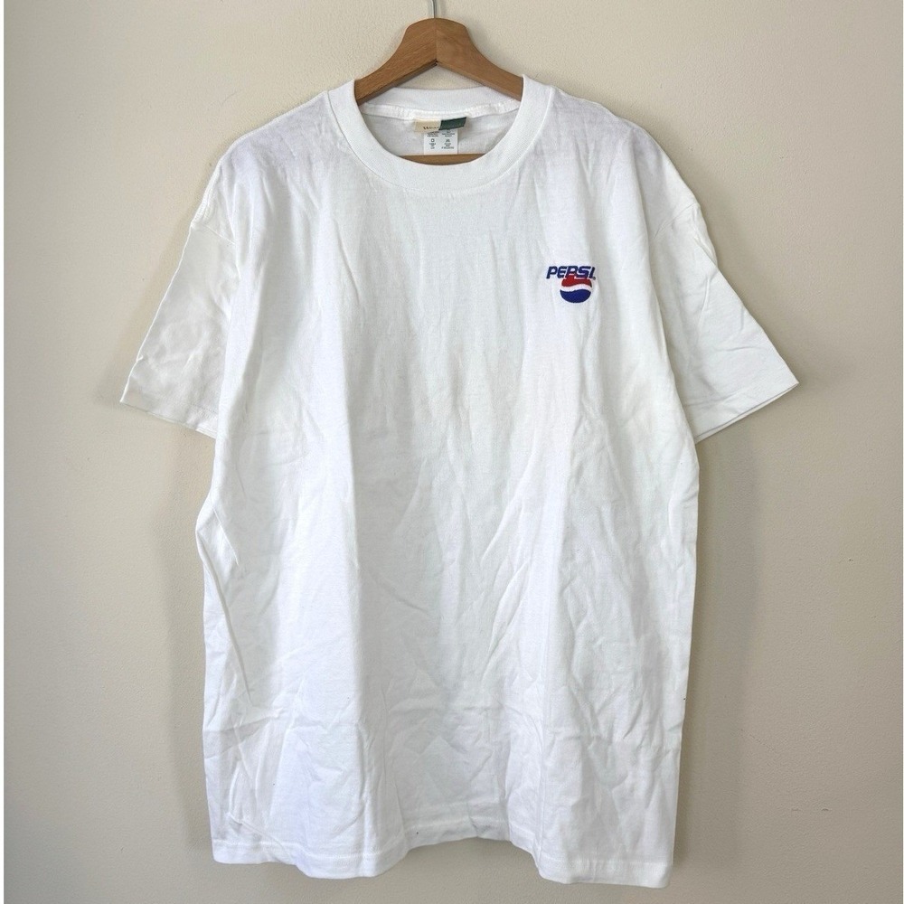 Vintage 90's Pepsi Soda Promo Snack‎ Graphic Art White Tee Shirt